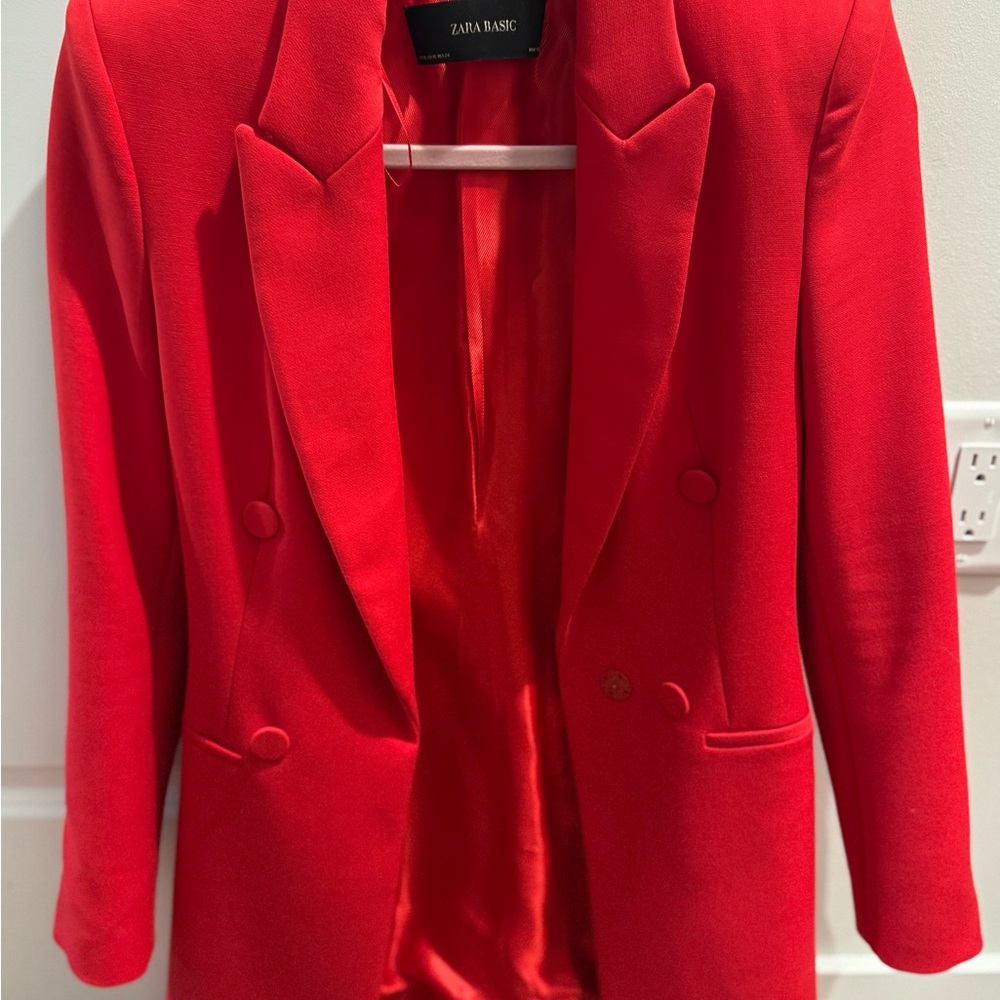 Zara Basic Women's Vibrant Red Blazer